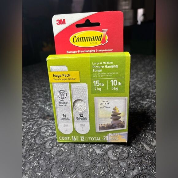 New! Command 10 lb & 15 lb White Picture Hanging Strips Mega Pack 28 Pairs NIB - Picture 3 of 7